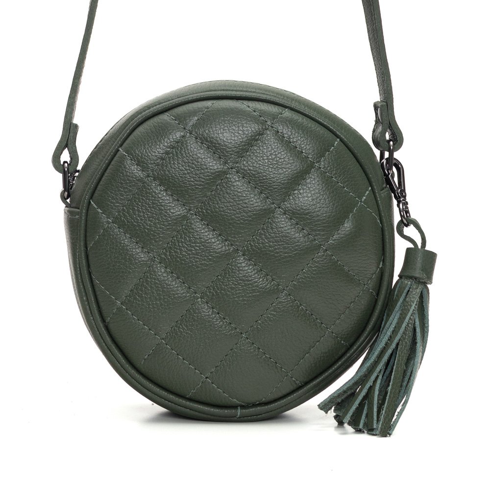 Bolsa Em Couro Redonda Matelassê Kira - Militar