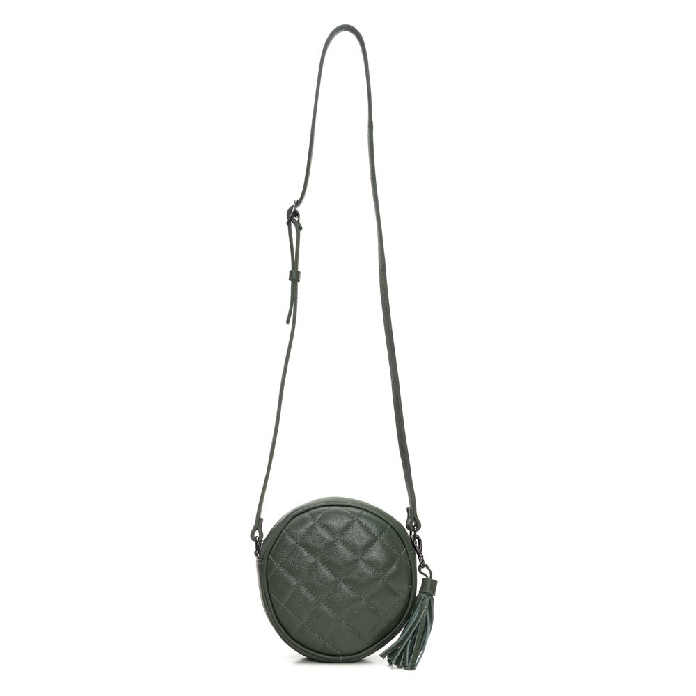 Bolsa Em Couro Redonda Matelassê Kira - Militar Verde 3