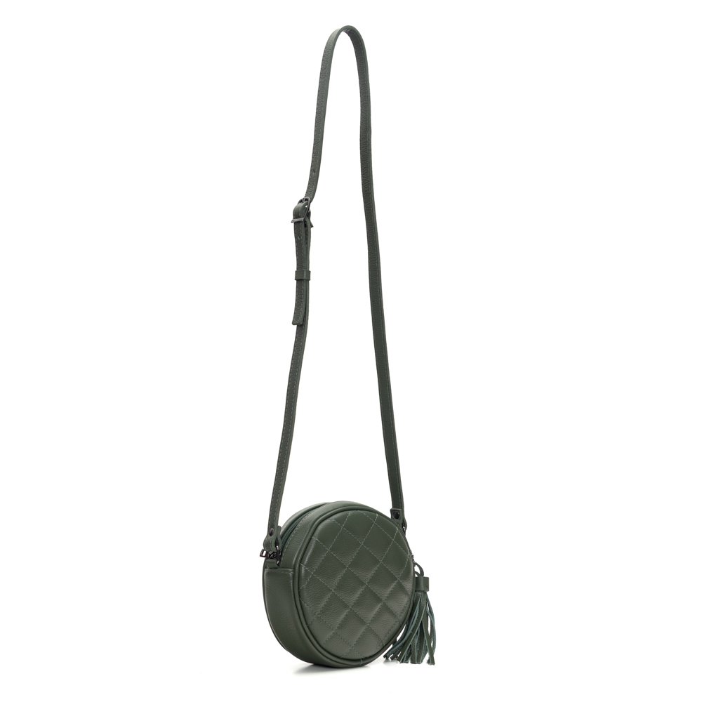 Bolsa Em Couro Redonda Matelassê Kira - Militar Verde 4