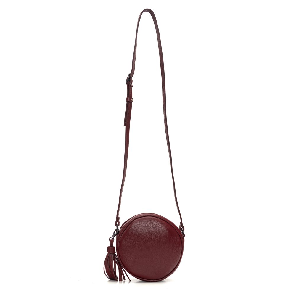 Bolsa Em Couro Redonda Matelassê Kira - Bordô Bordô 4