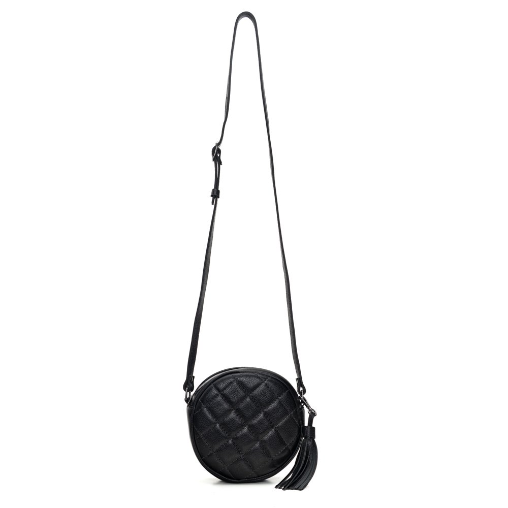 Bolsa Em Couro Redonda Matelassê Kira - Preto Preto 4