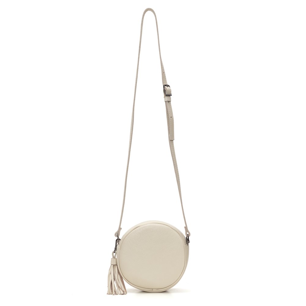 Bolsa Em Couro Redonda Matelassê Kira - Off-White Branco 4