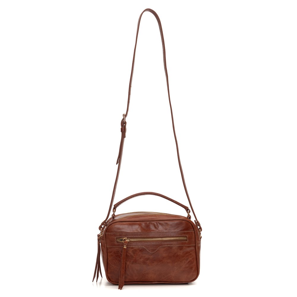 Bolsa Em Couro Rústico Adele - Caramelo