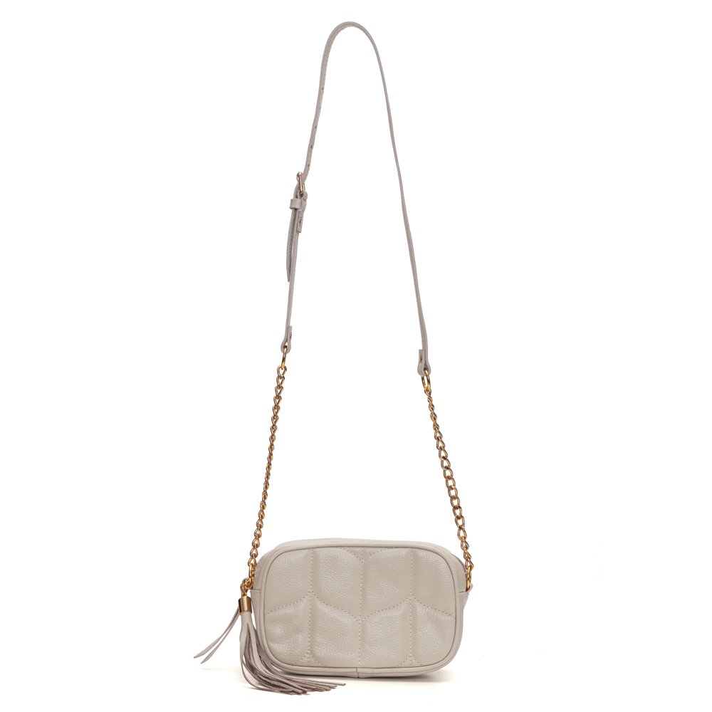 Bolsa Em Couro Matelassê Alça Tiracolo Corrente E Couro Xanty - Offwhite Off White 2