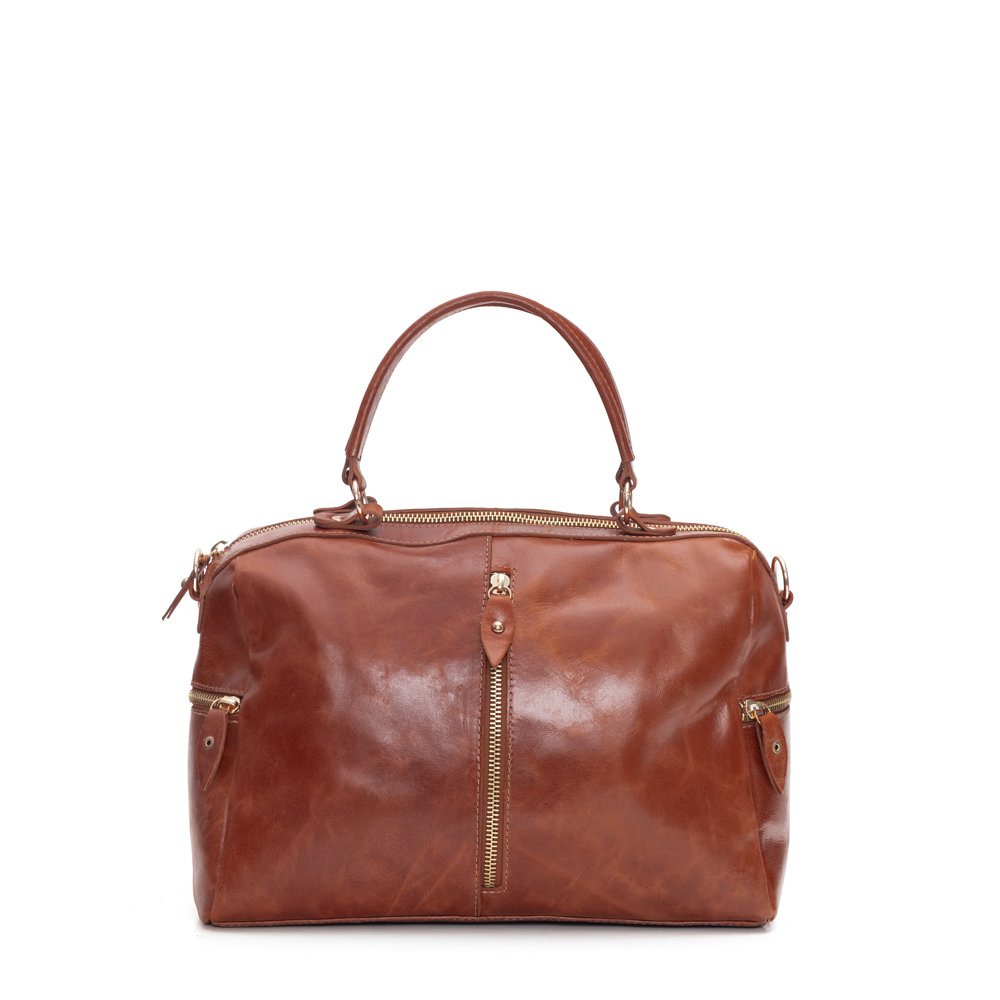 Bolsa Em Couro Estonado Luivana - Caramelo Marrom 2