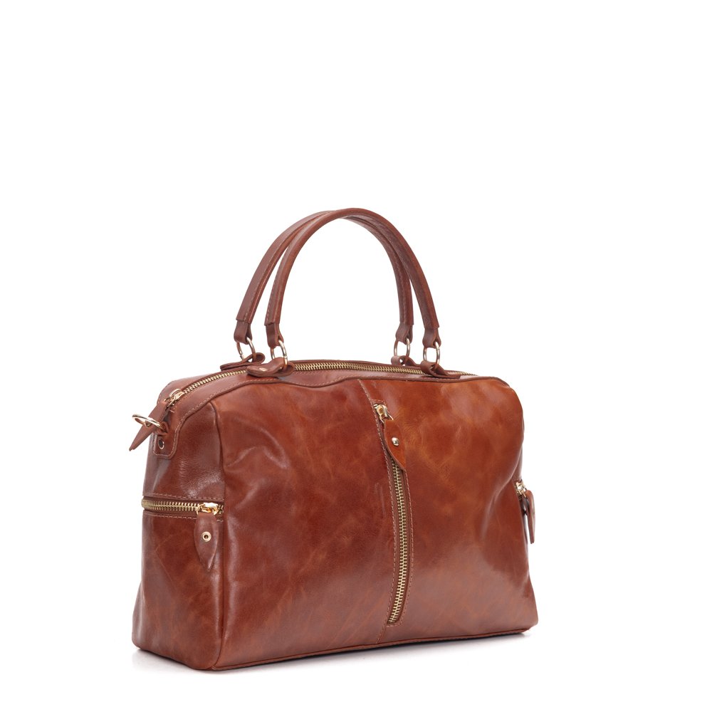 Bolsa Em Couro Estonado Luivana - Caramelo Marrom 3