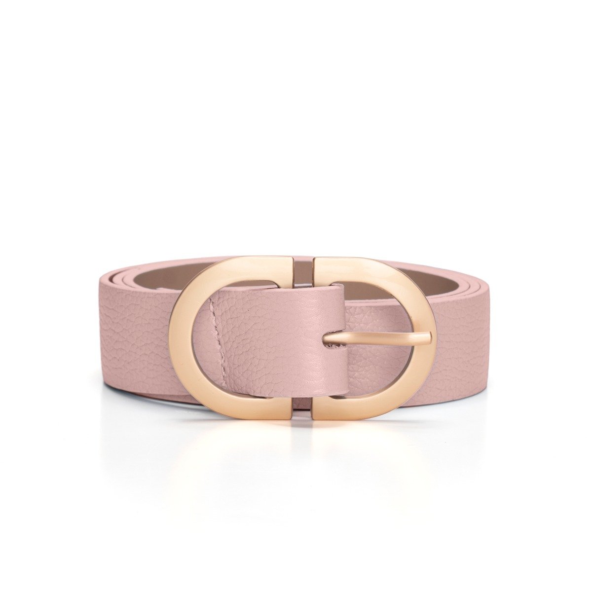 Cinto Em Couro Fivela De Metal Com Acabamento De Brilho Resinado Castilho - Rosa