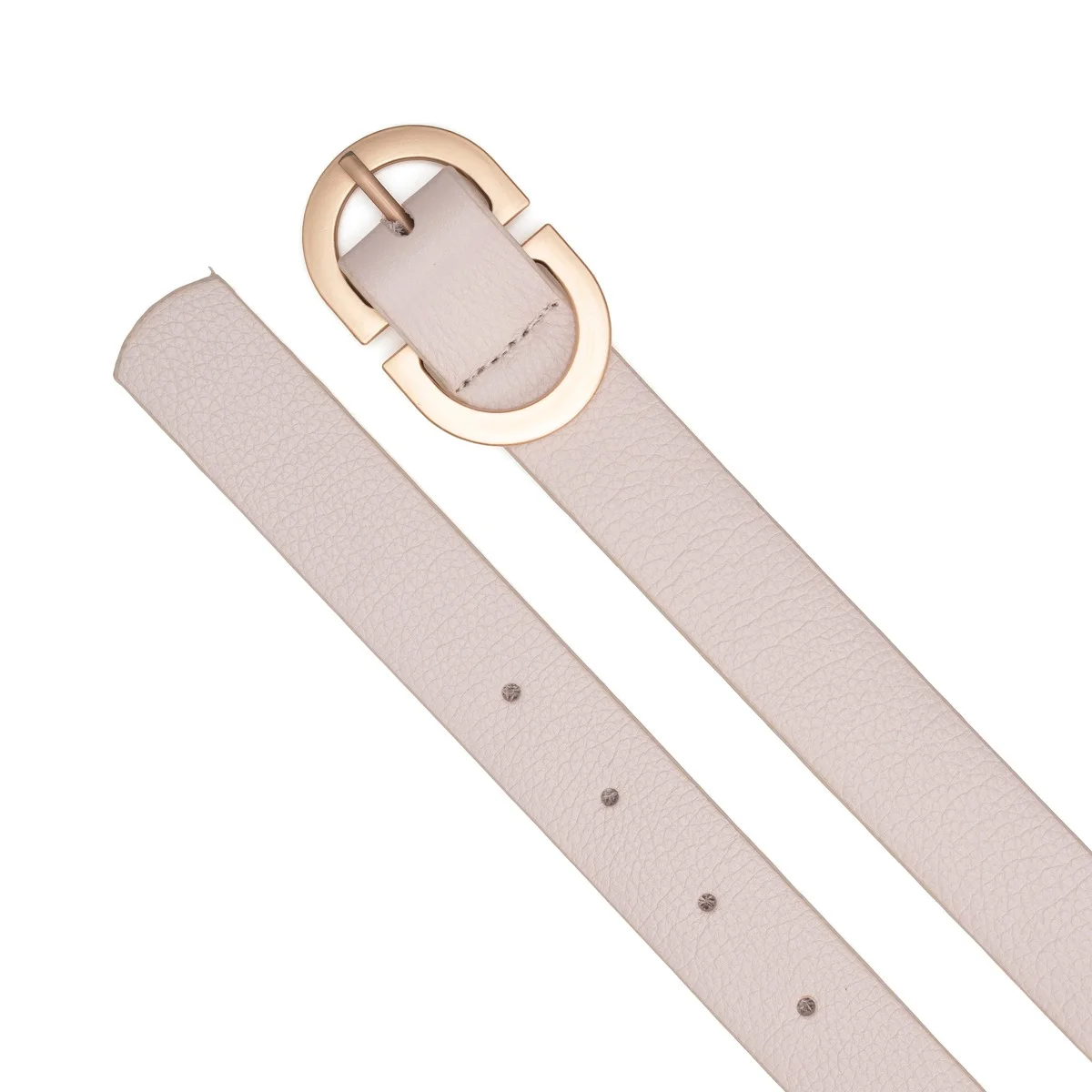 Cinto Em Couro Fivela De Metal Com Acabamento De Brilho Resinado Castilho - OFF-White Branco 2