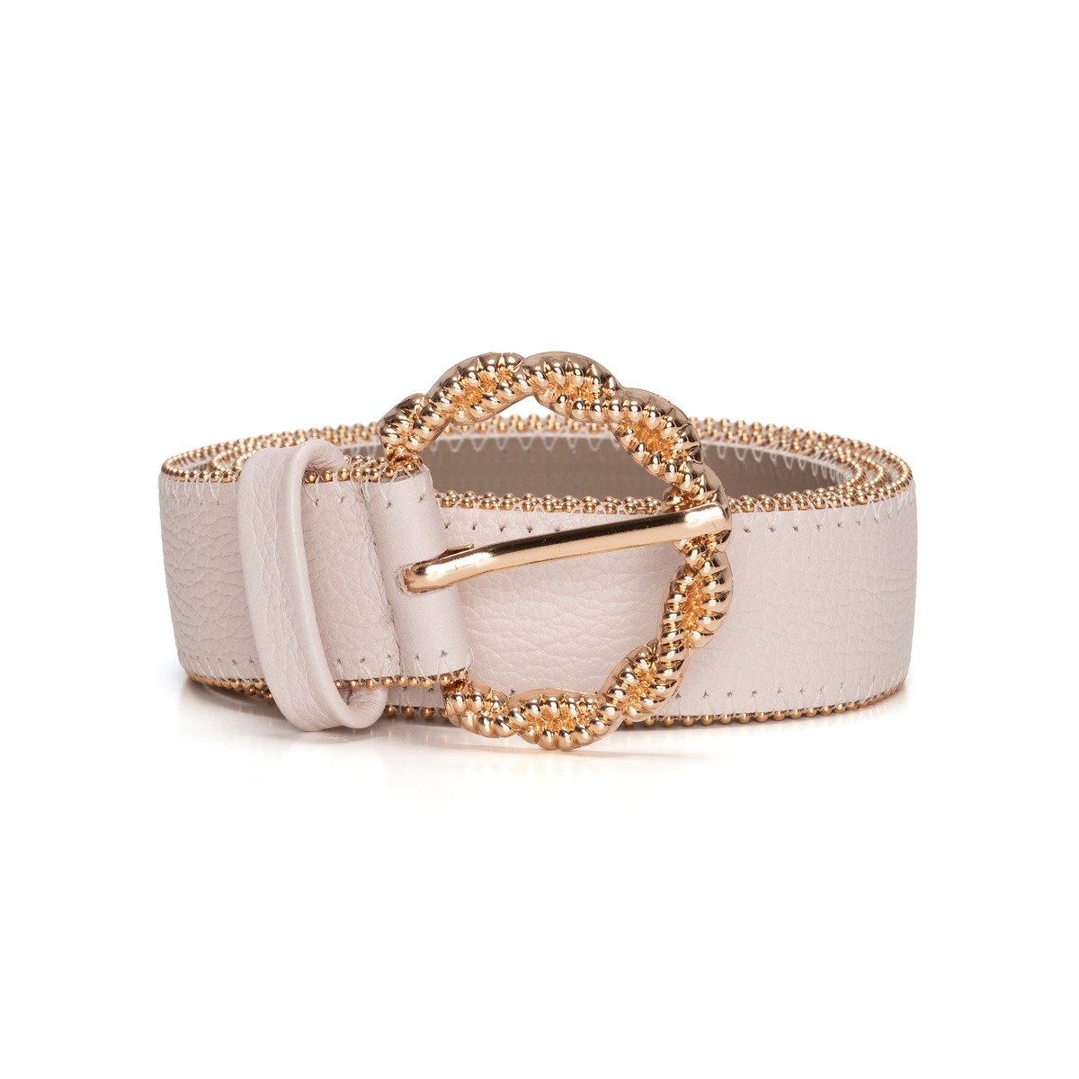 Cinto Lo Lettá Em Couro Com Metais Nas Laterais Krispy - Off-White