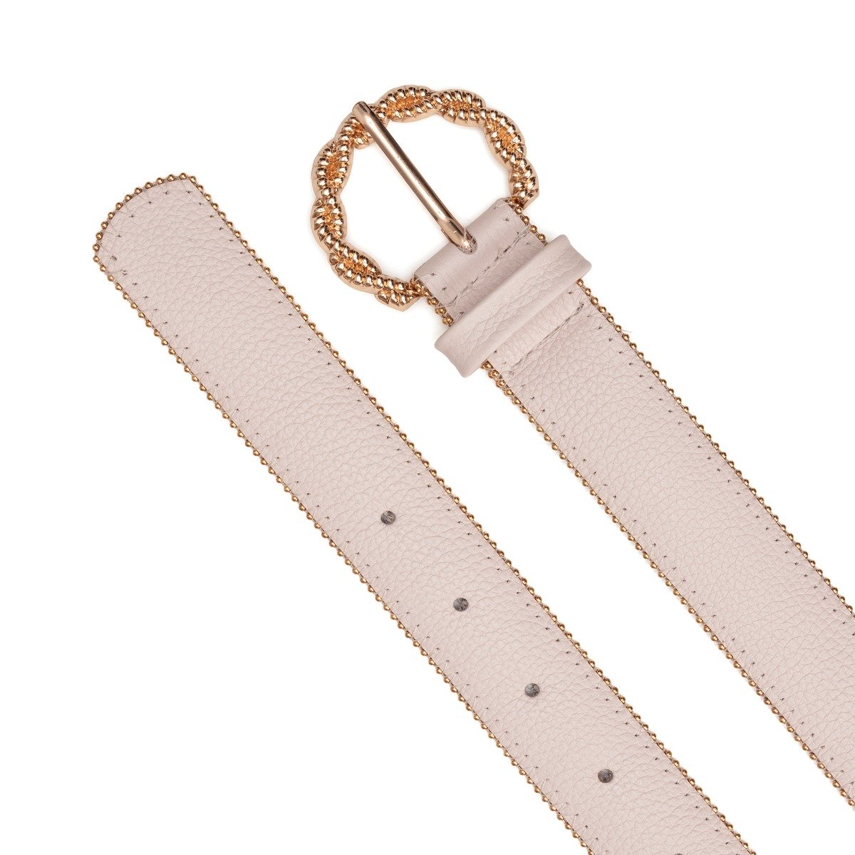 Cinto Lo Lettá Em Couro Com Metais Nas Laterais Krispy - Off-White Branco 2