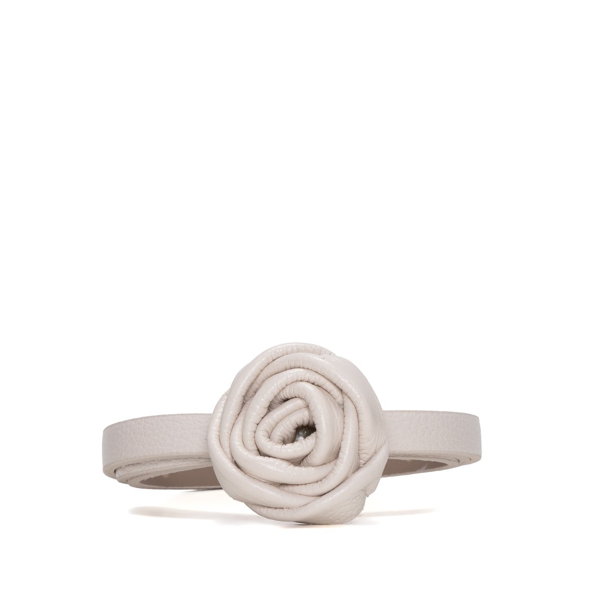Cinto Confeccionado Em Couro E Fivela Em Couro Flor Flory Off-White