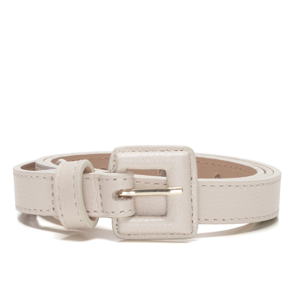 Cinto Em Couro Fivela Forrada Quadrino Off-White