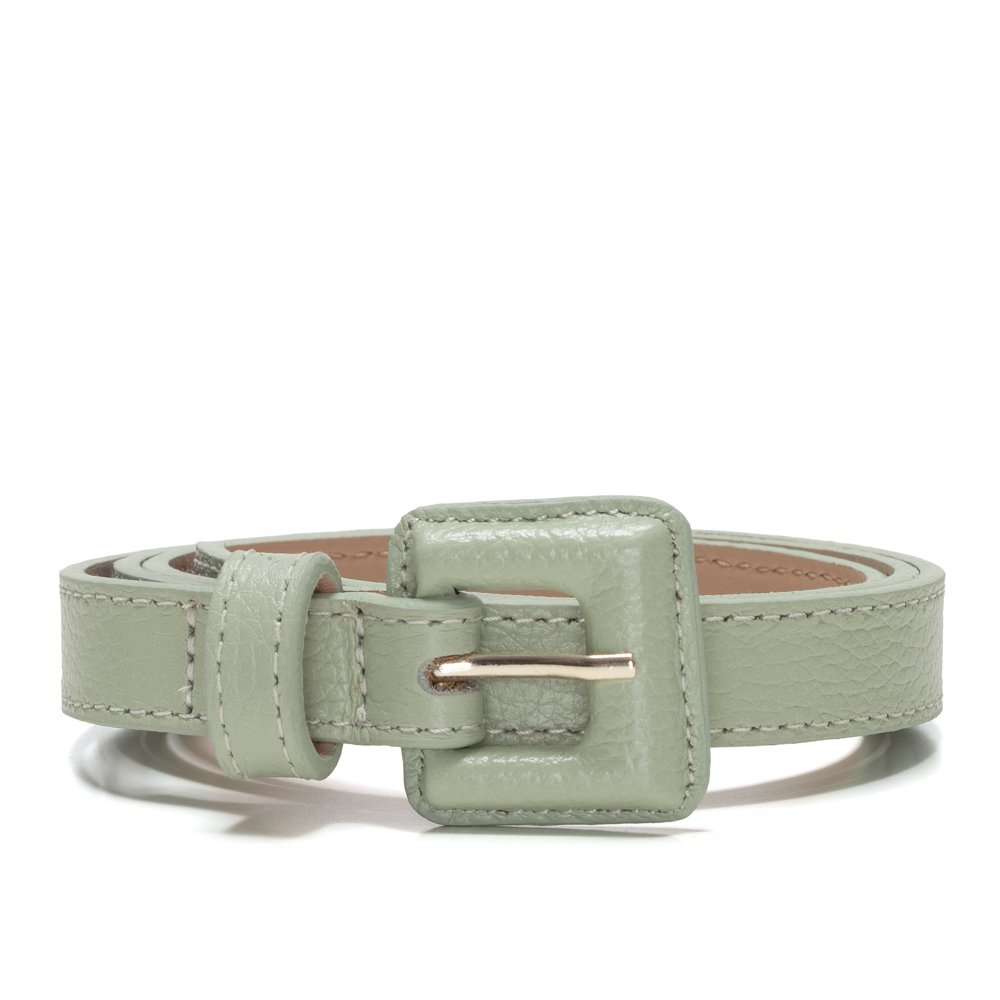 Cinto Em Couro Fivela Forrada Quadrino Menta