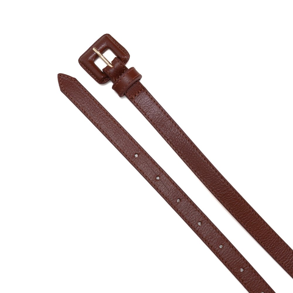 Cinto Em Couro Fivela Forrada Quadrino Chocolate Marrom 2