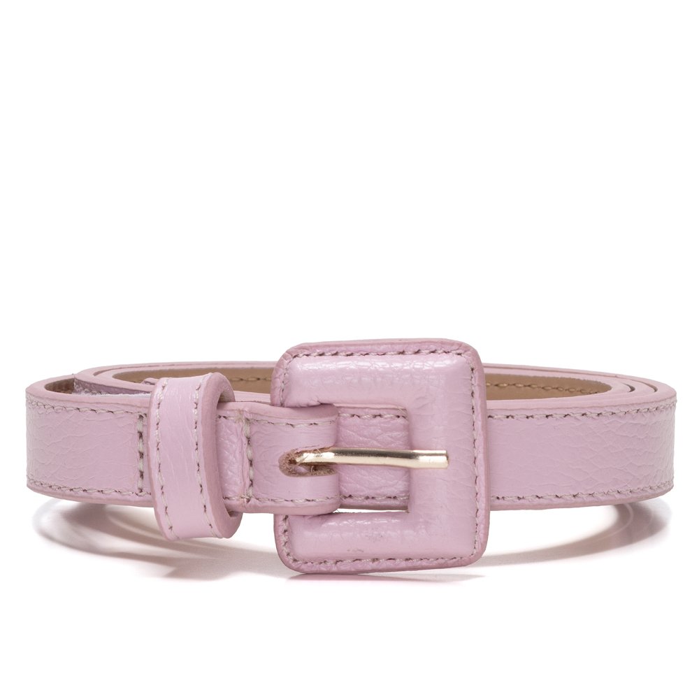 Cinto Em Couro Fivela Forrada Quadrino Rosa