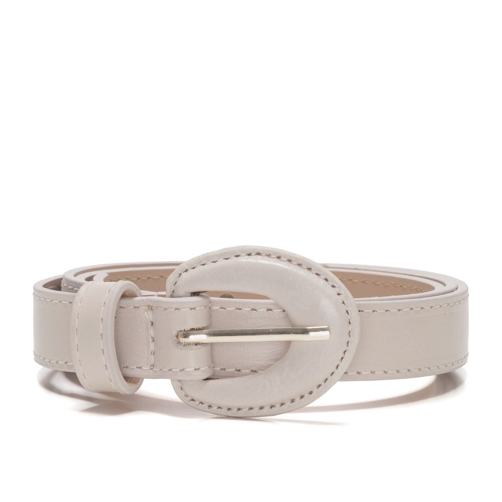 Cinto Confeccionado Em Couro Estonado Estony Off-White