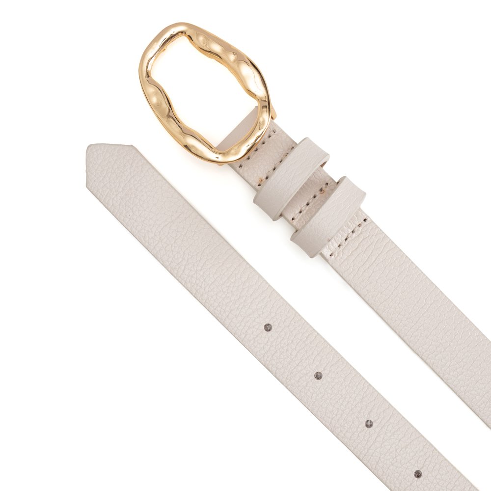 Cinto Em Couro Fivela Em Metal Oval Texturizada Ovy Off-White Off White 2