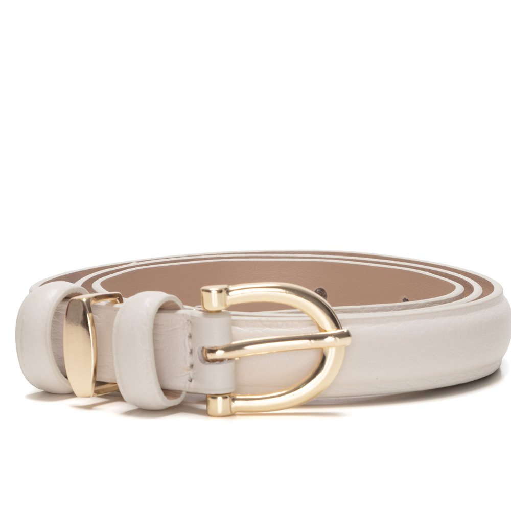 Cinto Em Couro Tira Abaulada Fivela Redonda Pass-Curv - Off-White