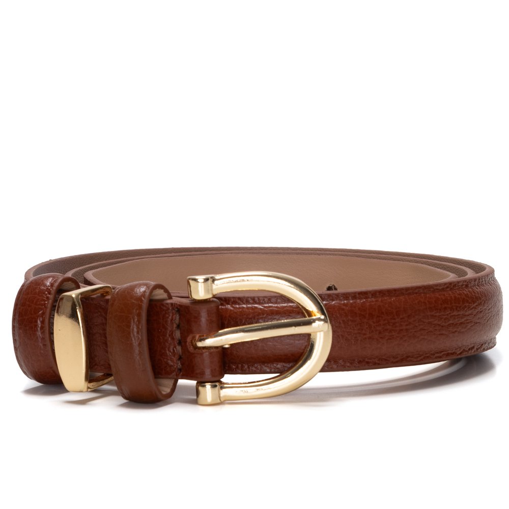 Cinto Em Couro Tira Abaulada Fivela Redonda Pass-Curv - Whisky
