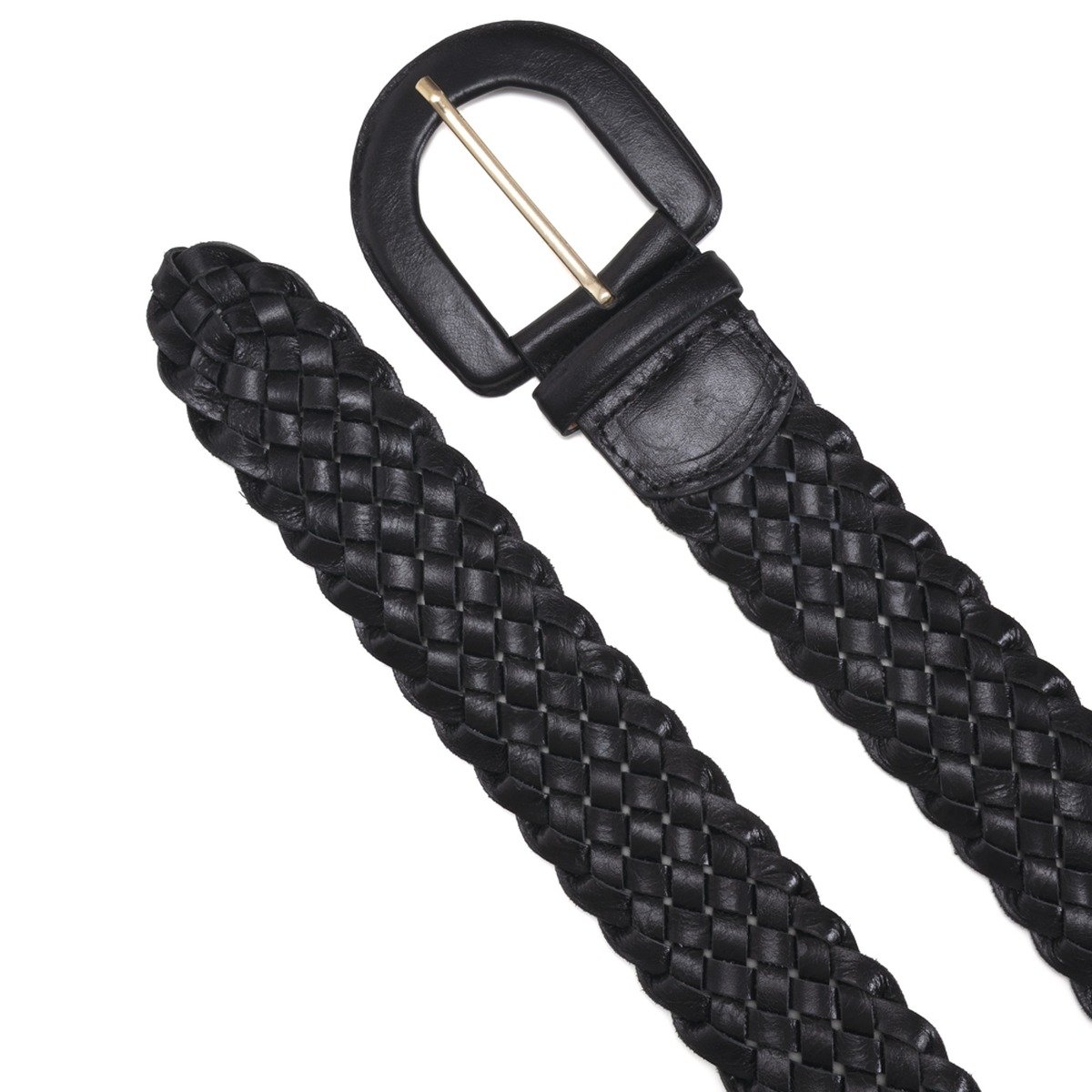 Cinto Em Couro Tressê Fivela Encapada Vinie Preto Preto 2