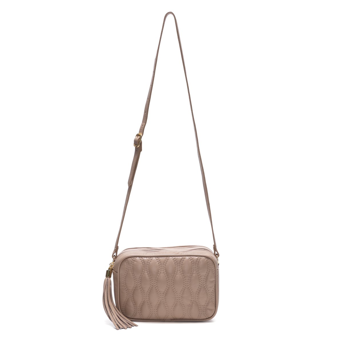 Bolsa Em Couro Matelassê Duas Divisórias Elodie - Nude