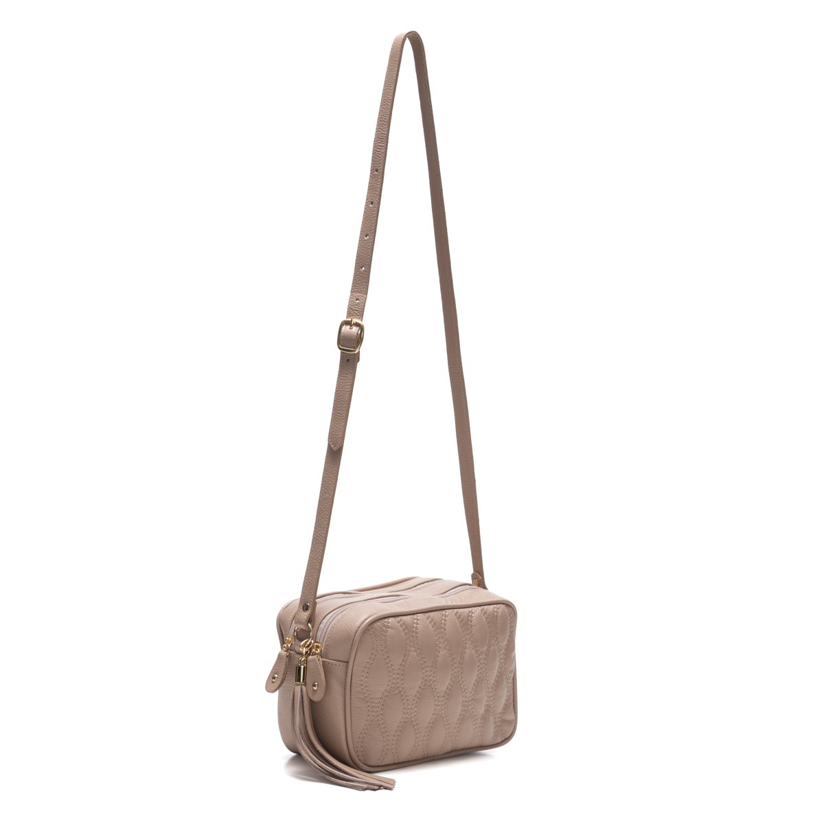 Bolsa Em Couro Matelassê Duas Divisórias Elodie - Nude Bege 2