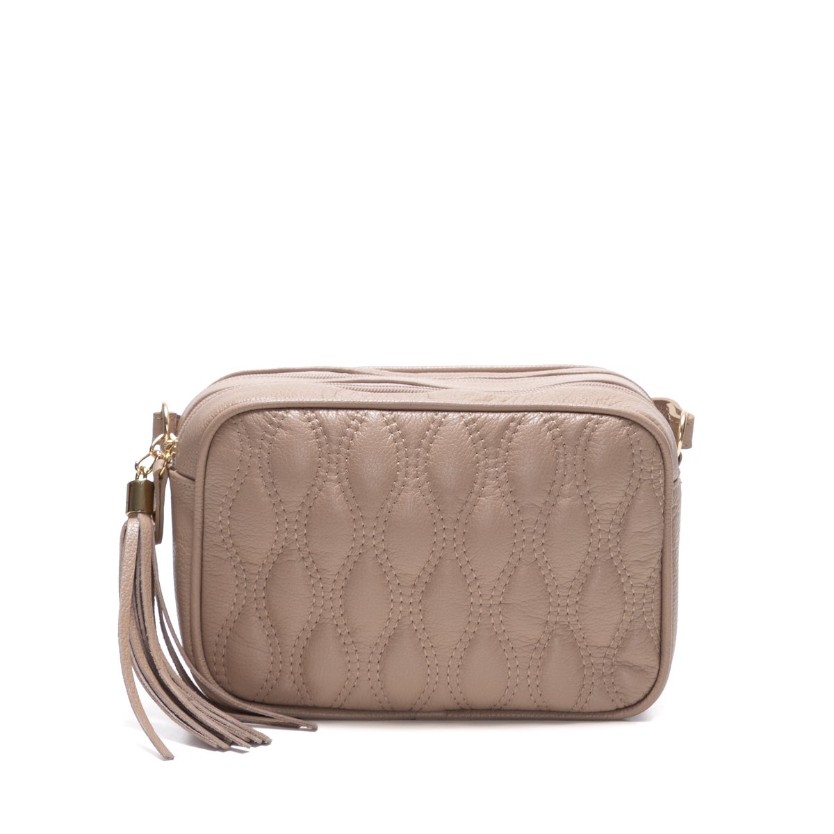 Bolsa Em Couro Matelassê Duas Divisórias Elodie - Nude Bege 4