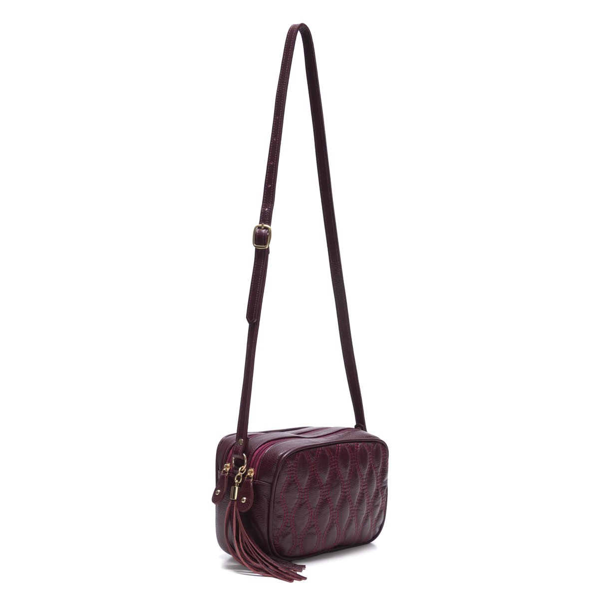 Bolsa Em Couro Matelassê Duas Divisórias Elodie - Bordô Bordô 2