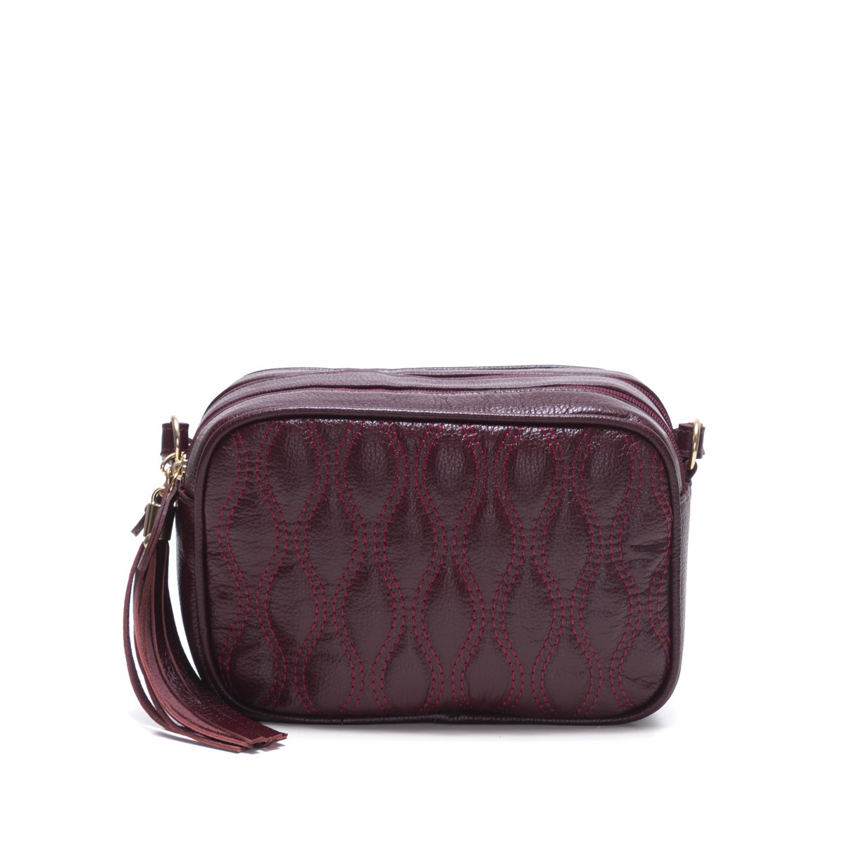 Bolsa Em Couro Matelassê Duas Divisórias Elodie - Bordô Bordô 4