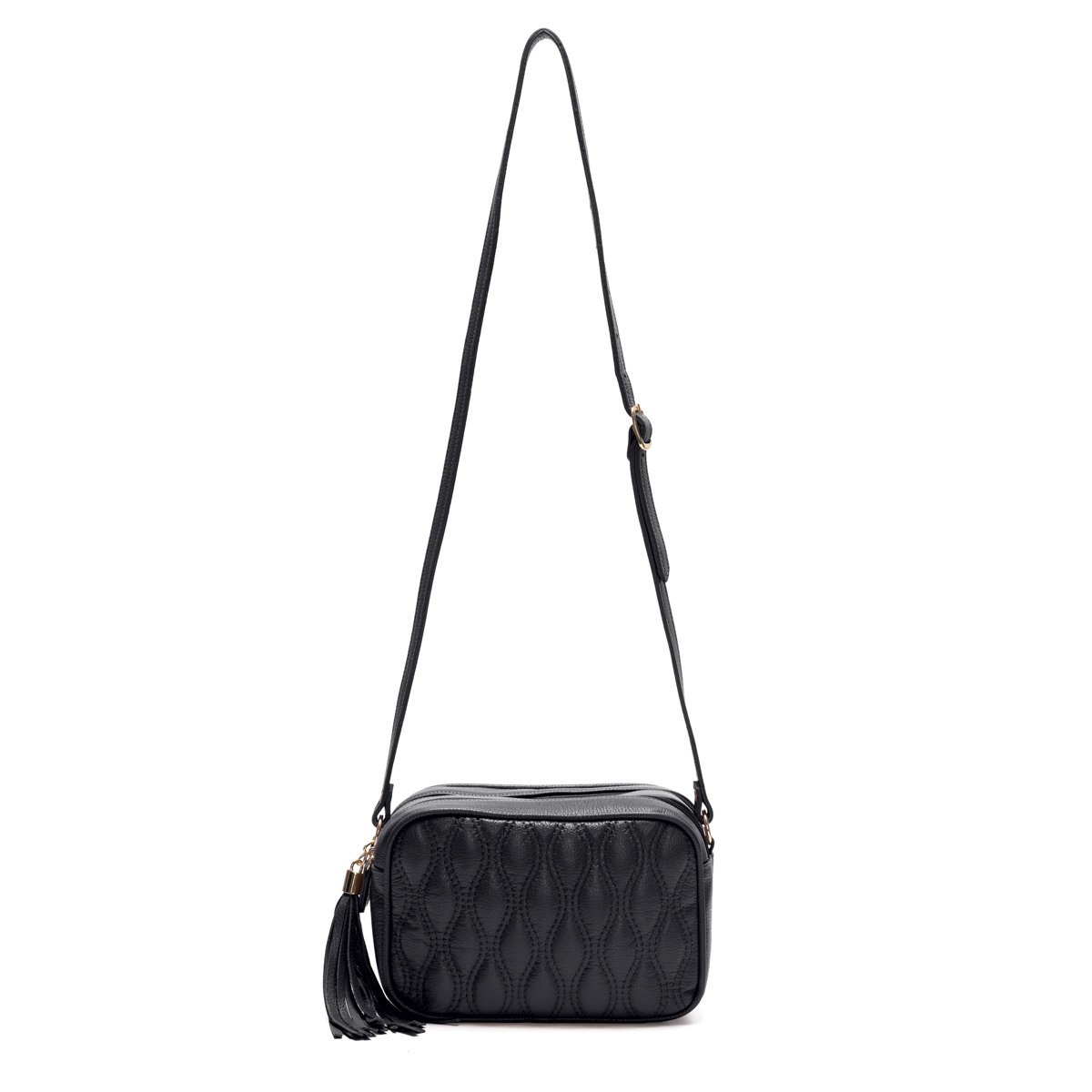Bolsa Em Couro Matelassê Duas Divisórias Elodie - Preto