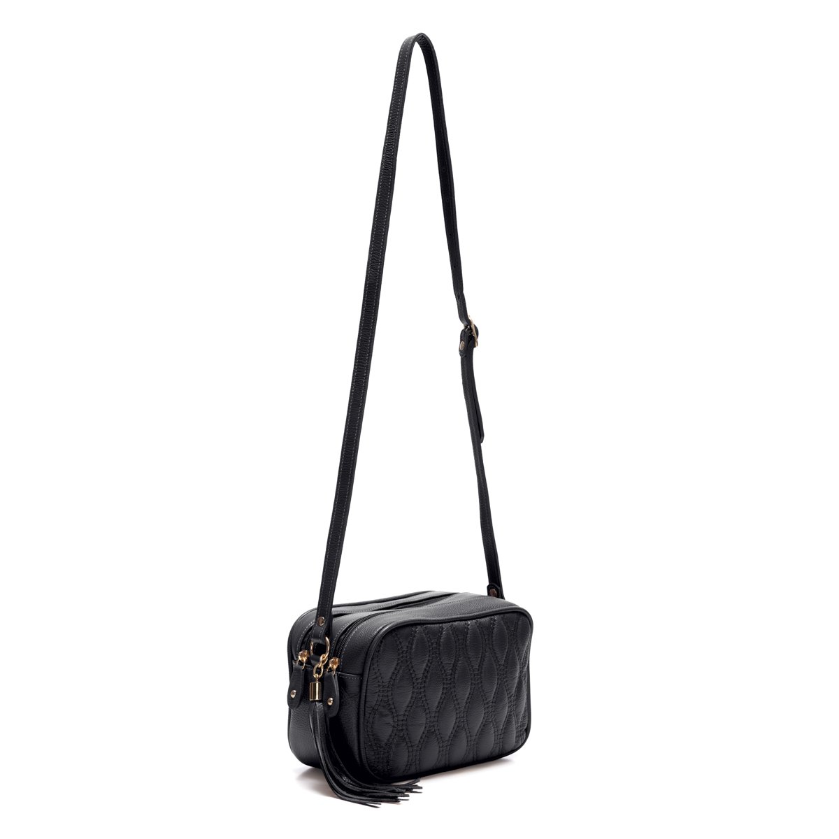 Bolsa Em Couro Matelassê Duas Divisórias Elodie - Preto Preto 2