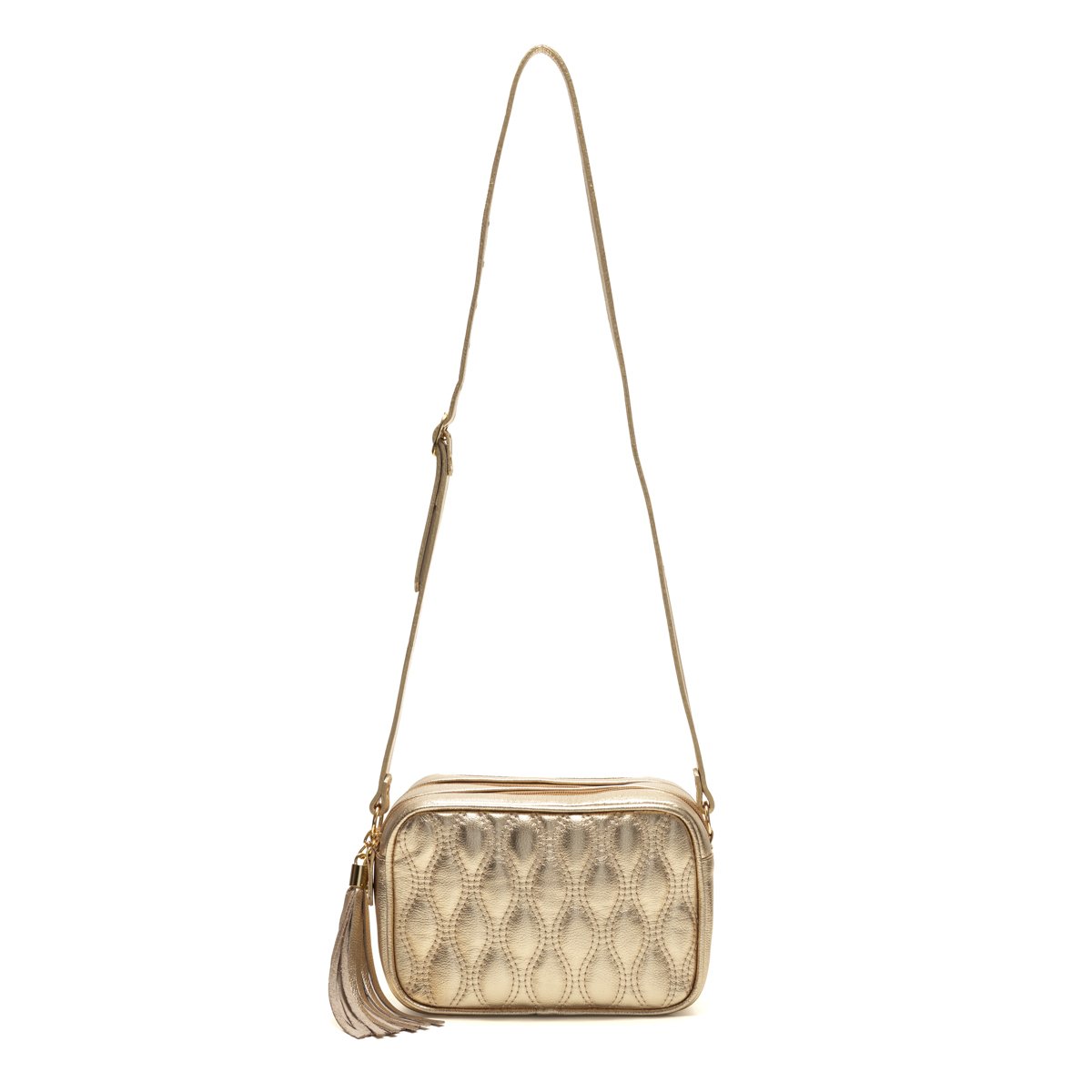 Bolsa Em Couro Matelassê Duas Divisórias Elodie - Ouro