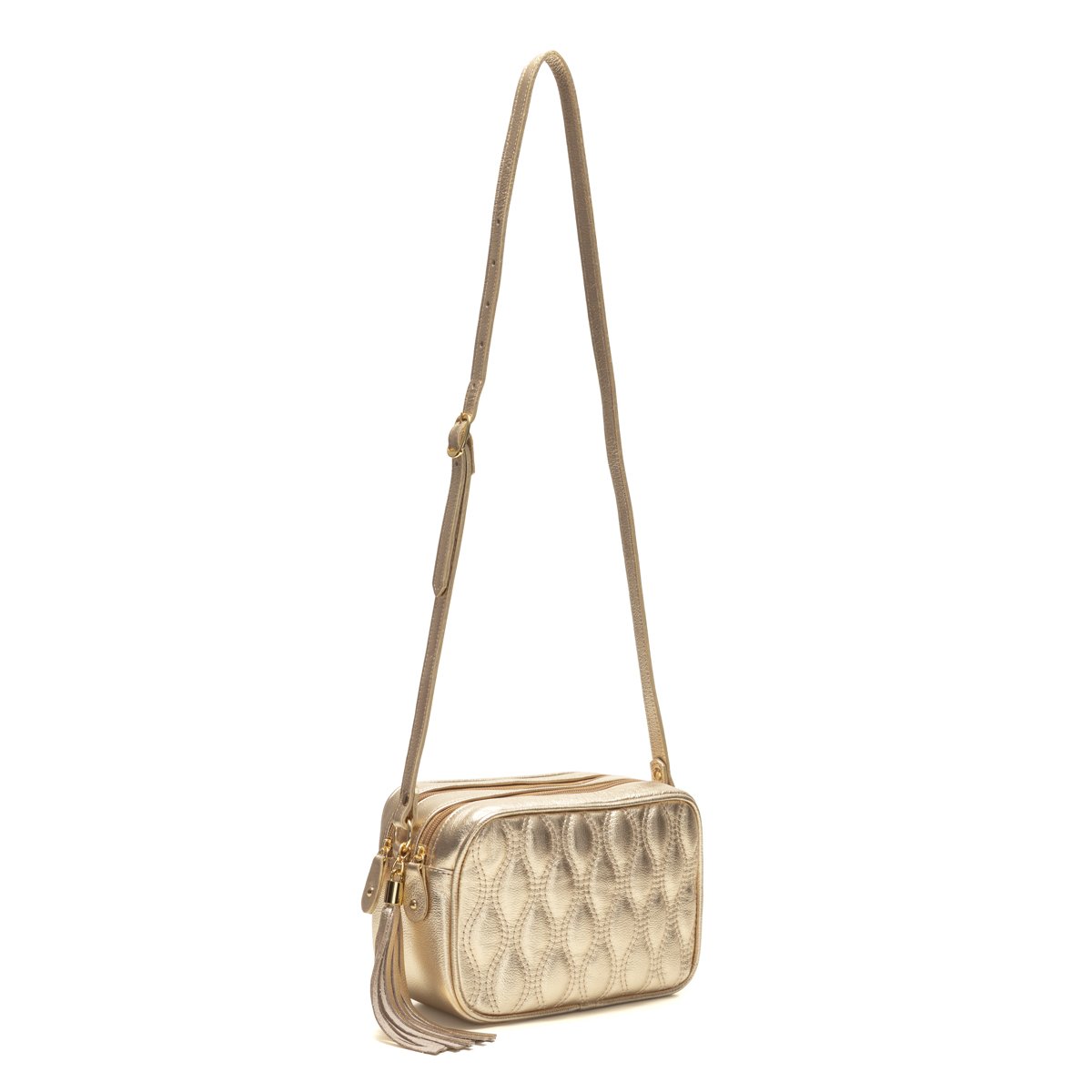 Bolsa Em Couro Matelassê Duas Divisórias Elodie - Ouro Dourado 2