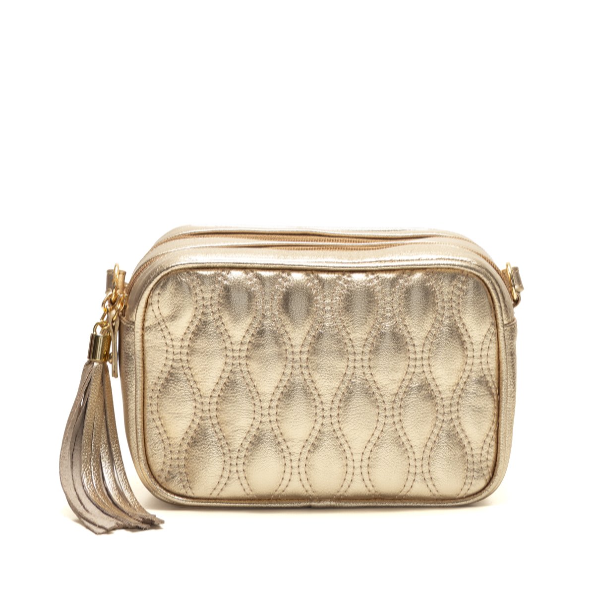 Bolsa Em Couro Matelassê Duas Divisórias Elodie - Ouro Dourado 4