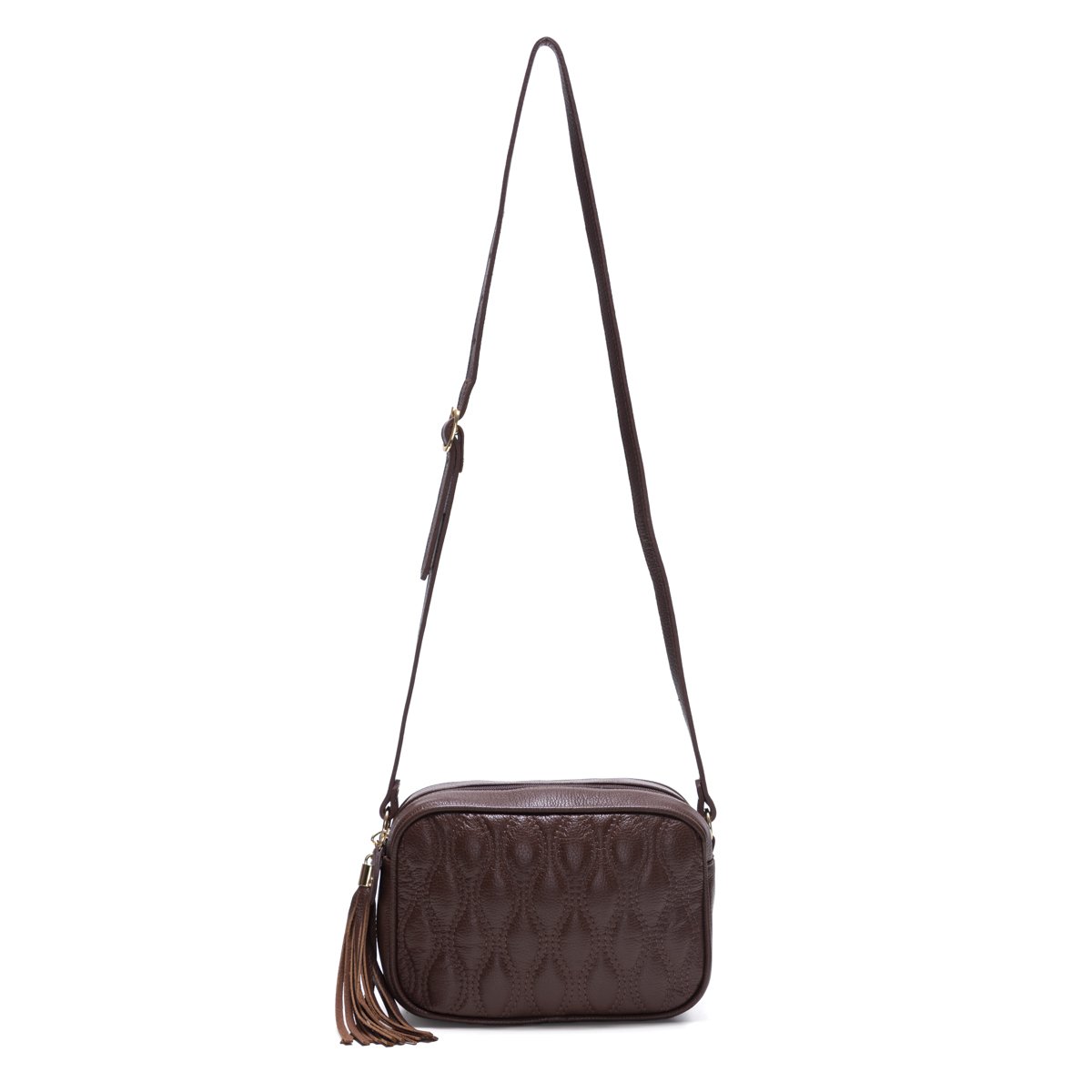 Bolsa Em Couro Matelassê Duas Divisórias Elodie - Chocolate
