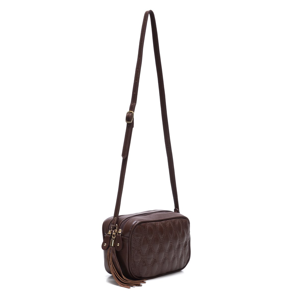 Bolsa Em Couro Matelassê Duas Divisórias Elodie - Chocolate Marrom 2