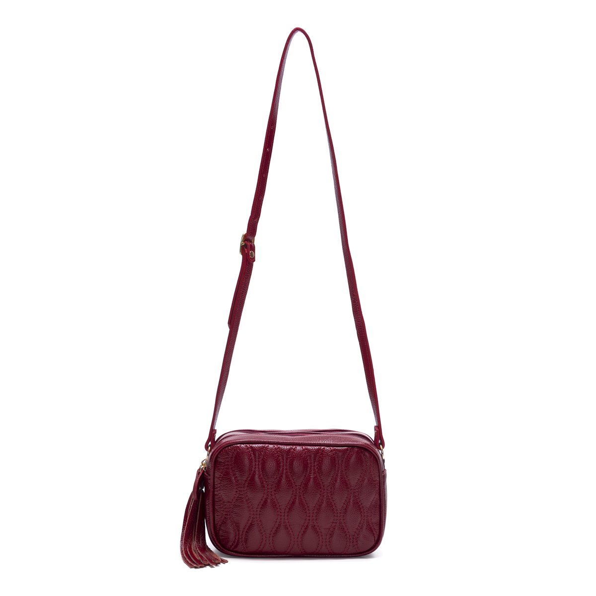 Bolsa Em Couro Matelassê Duas Divisórias Elodie - Cereja