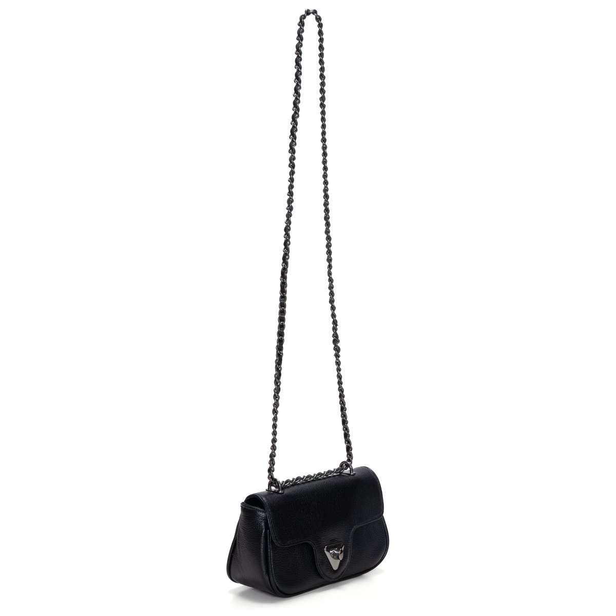 Bolsa Em Couro Com Alça De Corrente Virna - Preto Preto 3