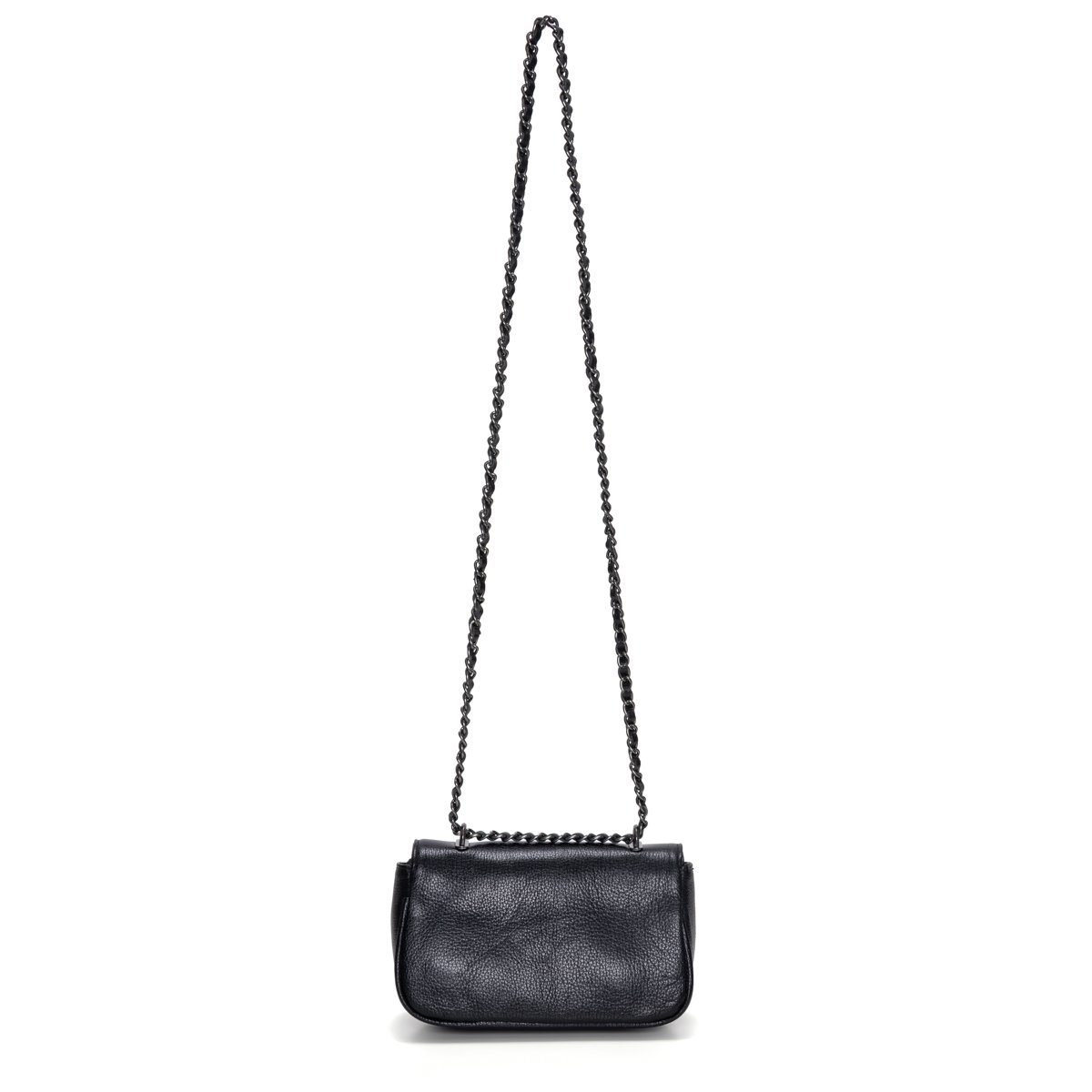 Bolsa Em Couro Com Alça De Corrente Virna - Preto Preto 4