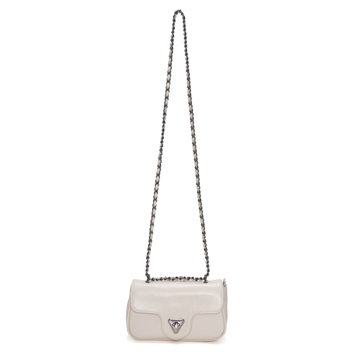 Bolsa Em Couro Com Alça De Corrente Virna - Off-White Off White 2