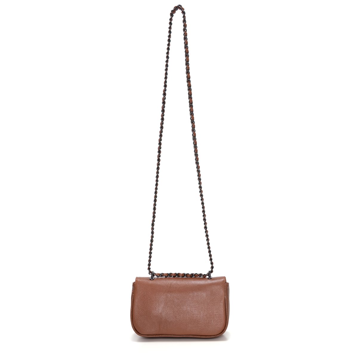 Bolsa Em Couro Com Alça De Corrente Virna - Caramelo Marrom 4