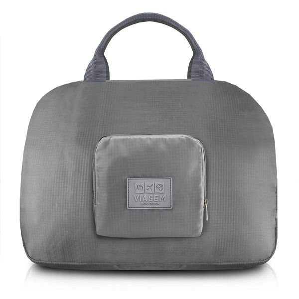 Bolsa de Viagem Dobrável Trapézio Estampa Lisa Jacki Design Cinza 1