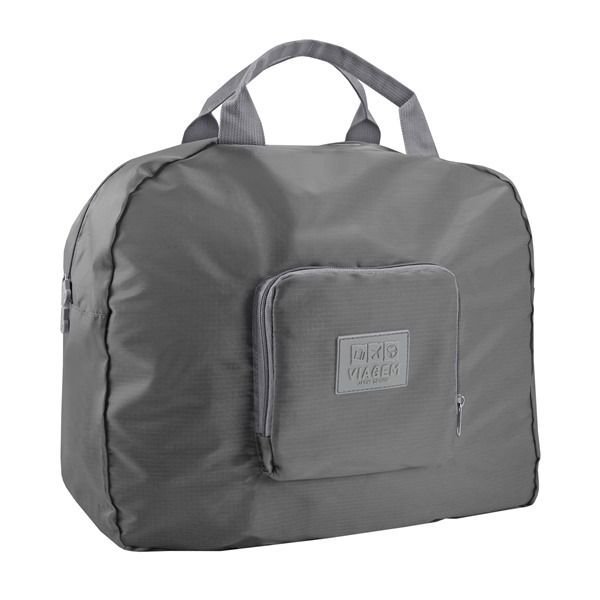 Bolsa de Viagem Dobrável Trapézio Estampa Lisa Jacki Design Cinza 2