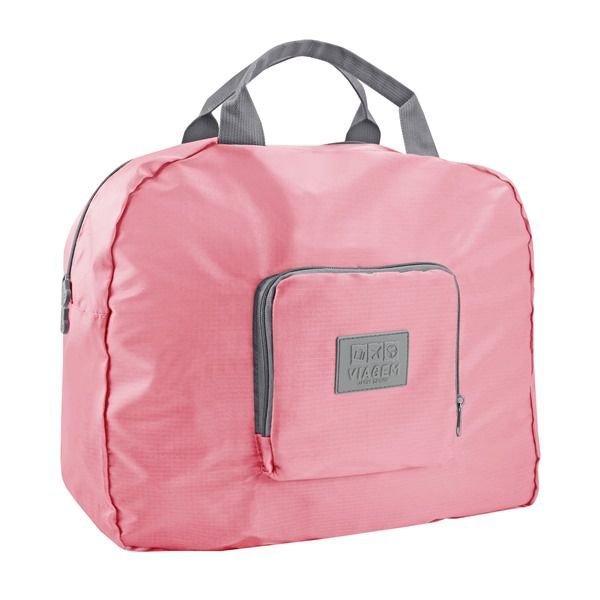 Bolsa de Viagem Dobrável Trapézio Estampa Lisa Jacki Design Rosa 2