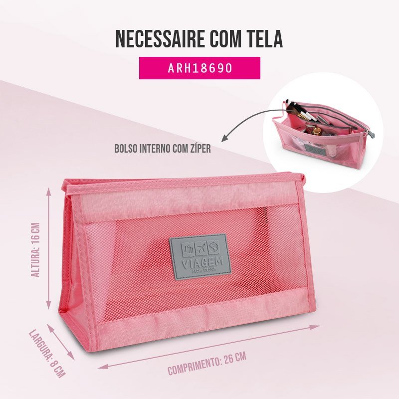 Necessaire com tela Jacki Design Cinza 4