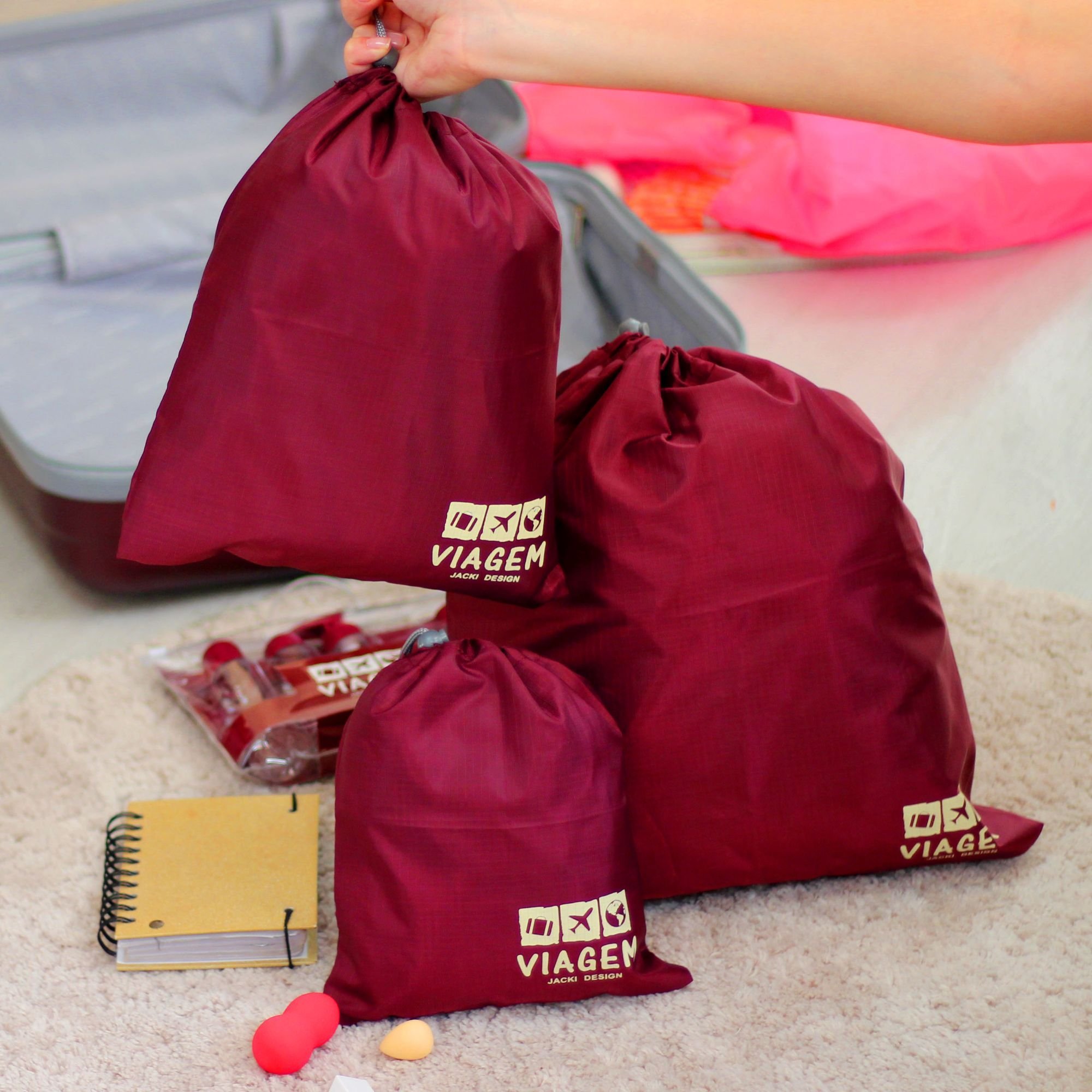 Kit Organizador de Malas para Viagem com 3 Peças Jacki Design Bege 5