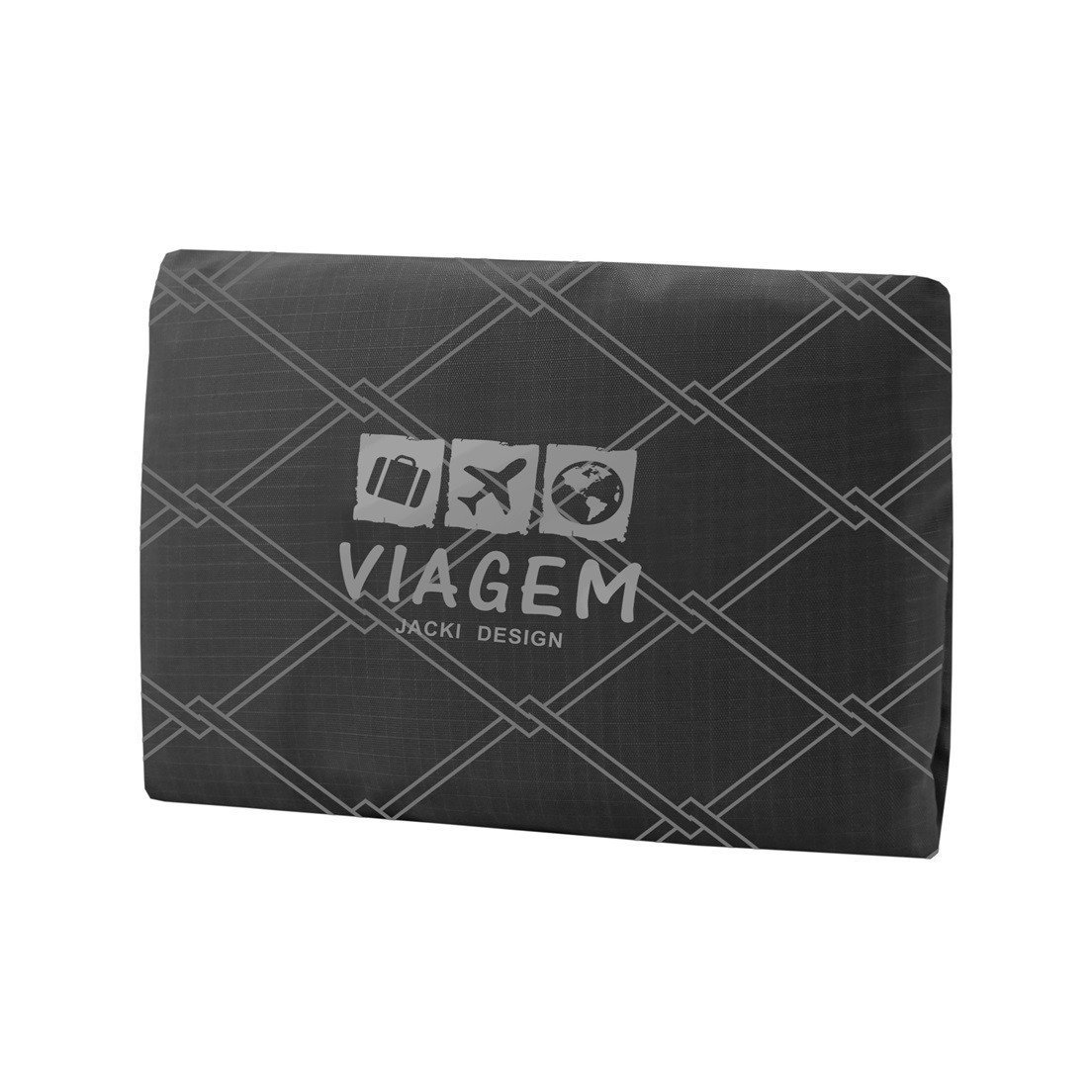 Bolsa de Viagem Dobrável Retangular Estampa Listrada Jacki Design Preto 3