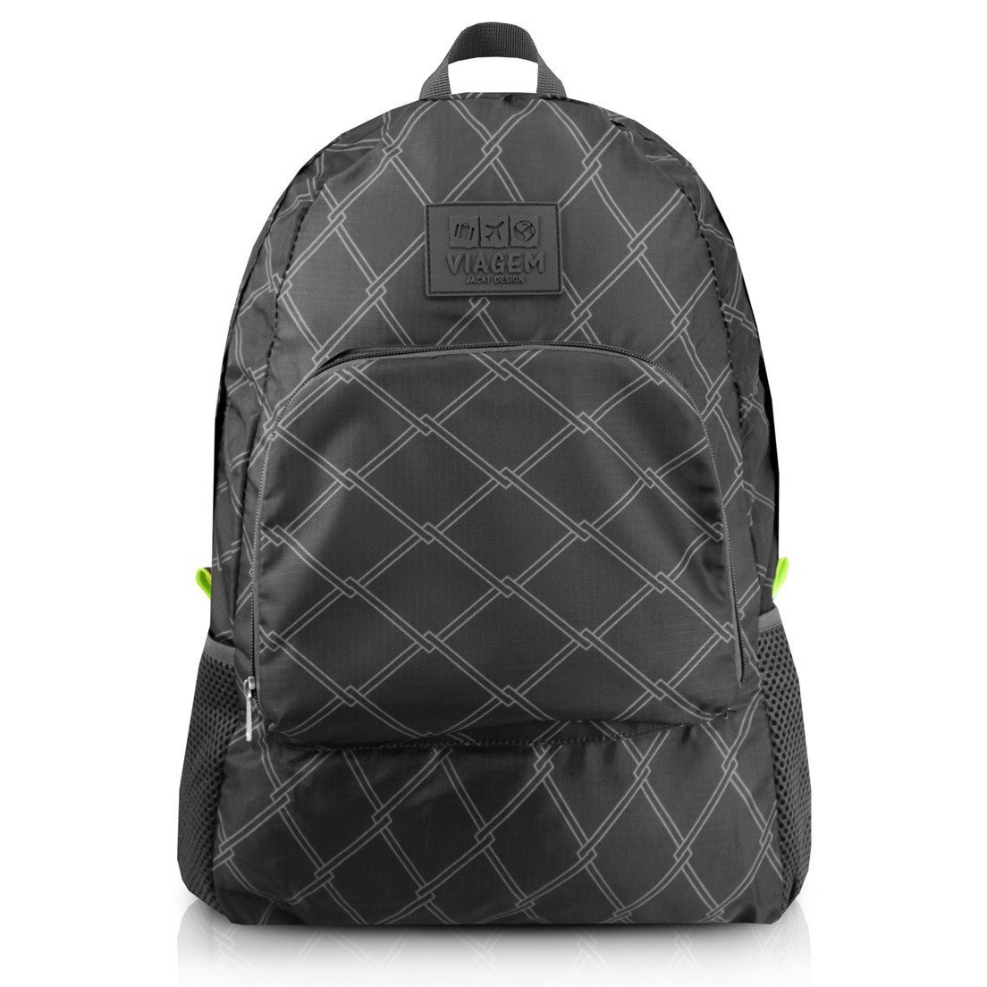 Mochila Dobrável para Viagem Estampa Listrada Jacki Design Preto 1