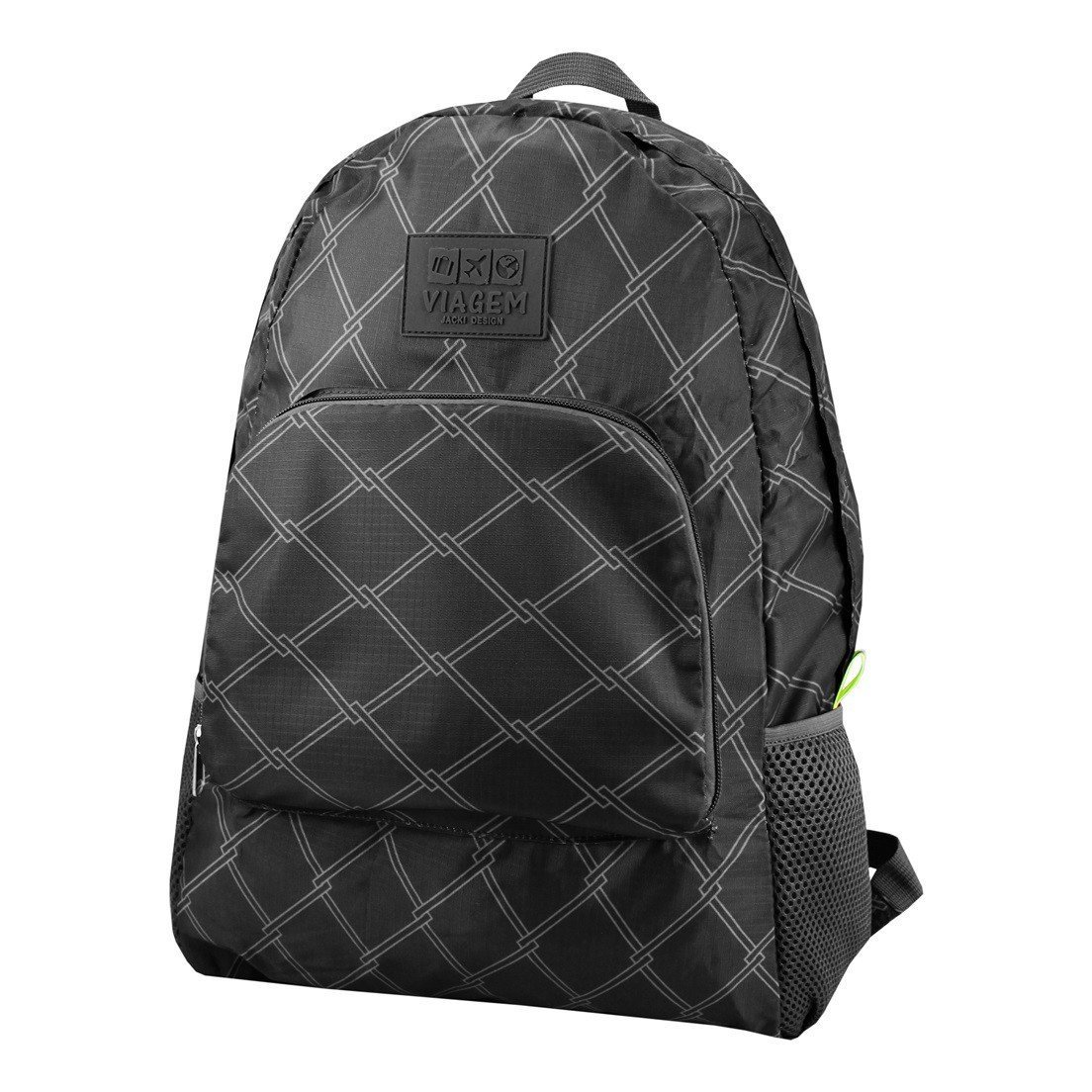 Mochila Dobrável para Viagem Estampa Listrada Jacki Design Preto 2