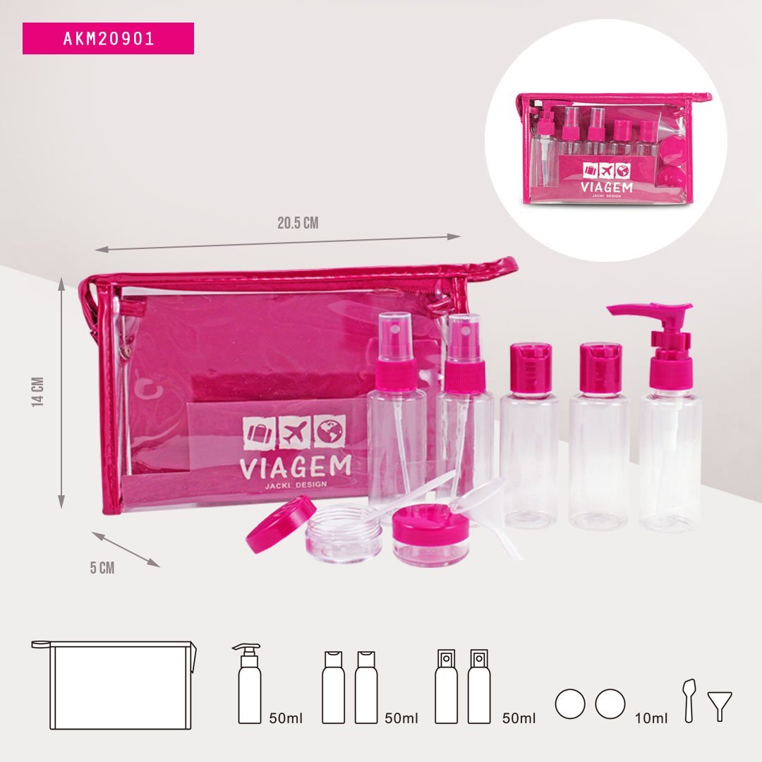 Kit de Frascos com 10 Peças Jacki Design Rosa 3